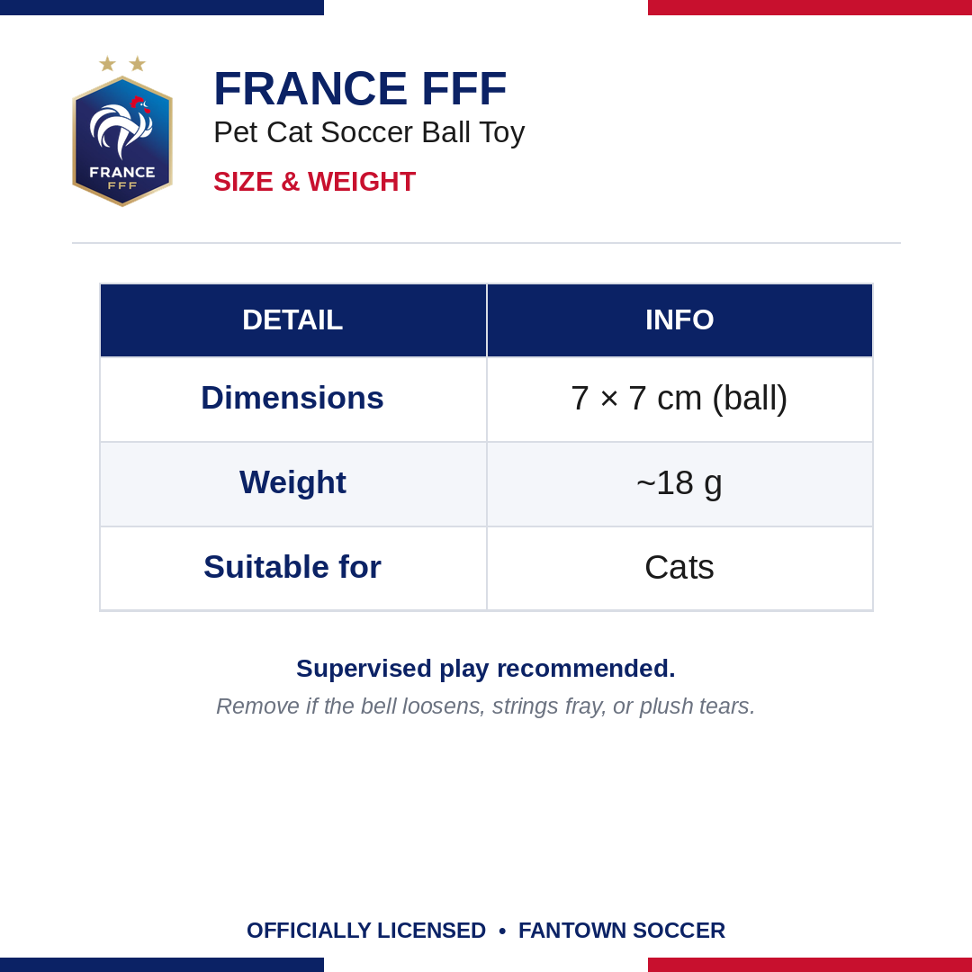 France FFF Pet Cat Soccer Ball Toy